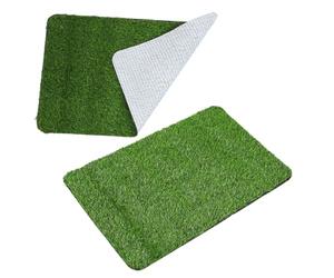 PartyKindom Tapis de Gazon Artificiel 2 Pièces Vert pour Porte D'entrée, Facile à Entretenir, Lavable, pour Décoration Maison et Animaux Domestiques