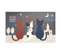 PartyKindom Tapis de Porte Antidérapant et Absorbant à Motifs Chat Dessin Animé, Jacquard Tissé en Dacron, Couleur Gris Foncé, Dimensions 40 X 60 Cm, Paillasson Fin pour Salle de Bain,