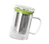 PartyKindom Tasse à Thé en Verre 350 Ml avec Infuseur en Acier Inoxydable Tasse Résistante Chaleur Couvercle pour Maison et Bureau pour Infuser Thé