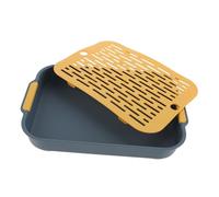 PartyKindom Toilettes pour Lapins et Petits Animaux Anti-Renversement en Plastique, Bac à Litière Carré Bleu Océan, Nettoyage Maison pour Lapins, Cochons D’Inde et Hamsters