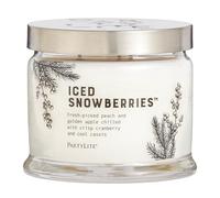 PartyLite Bougie en pot à 3 mèches parfumée aux myrtilles glacées, notes de pomme, de cassis, de canneberge, de pêche, fraise, baie, vanille et musc, 374,2 g, durée de combustion de 45 heures, parfum