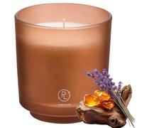 PartyLite Bougie parfumée rechargeable en pot, ambre et patchouli fumé avec parfum de lavande, aromathérapie à mèche unique avec 45 à 50 heures de combustion, idéale pour la décoration de la maison,
