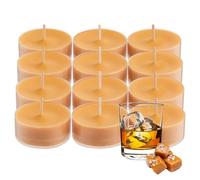 PartyLite Coffret cadeau de 12 bougies chauffe-plat universelles, parfum miel bourbon, notes de miel brut et de bourbon avec gousse de vanille et sel de mer, durée de combustion de 4 à 6 heures