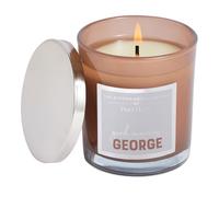 PartyLite George Boyfriend Bougie en pot - Musc du cuir, durée de combustion de 40 à 45 heures, cire blanche de qualité supérieure, cuir, bois de santal, rose, parfum bergamote, pot en verre marron,