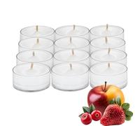 PartyLite Lot de 12 bougies chauffe-plat, baies et pomme croustillante avec parfum pêche et vanille, aromathérapie avec jusqu'à 4 à 6 heures de combustion, idéal pour la décoration de la maison, les