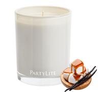 PartyLite Marshmallow Vanilla Escential Jar Bougie parfumée au caramel et à la canne à sucre, pot en verre réutilisable à 1 mèche de 220 g, combustion de 50 heures, parfum d'intérieur d'aromathérapie