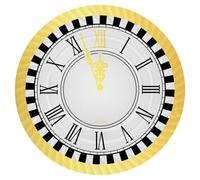 PARTYLOSOPHY OH YEAH - 2 plateaux ronds en carton fin d'année horloge - Ø 30 cm - Plateau en carton jetable - Décoration de table du Nouvel An - Vaisselle jetable fin d'année - Montage facile