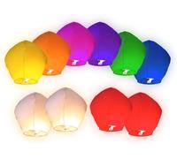 PartyMagix Lanterne céleste biodégradable - 10, 20, 30 ou 50 pièces - Couleurs Assorties Blanc, Rouge ou cœur - Lampions Volants pour Mariage, Anniversaire, fête, Nouvel an, Hommage
