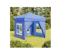 Tente de Réception Pliable avec Parois Belvédère de Camping Pavillon d'Extérieur Tonnelle de Jardin Chapiteau Patio Bleu 2x2 m