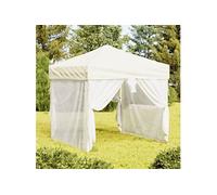 Partytent inklapbaar met zijwanden 2x2 m crÃmekleurig93508