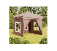 Vidaxl Tente De Réception Pliable Avec Parois Taupe 2x2 M