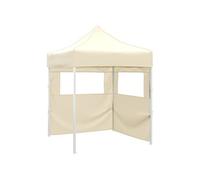 Partytent met 2 zijwanden inklapbaar 2x2 m staal crÃme48881