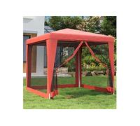 Partytent met 4 mesh zijwanden 2,5x2,5 m HDPE rood319225