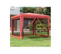 Vidaxl Tente De Fête Avec 4 Parois Latérales En Maille Rouge 3x3m Pehd Rouge