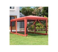 Vidaxl Tente De Fête Avec 6 Parois Latérales En Maille Rouge 3x6m Pehd Rouge