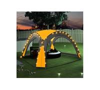 vidaXL Tente de réception 3,6x3,6x2,3 m avec LED, 4 parois, jaune, résistante UV/eau