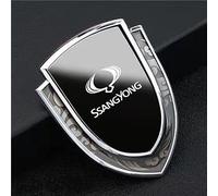 PartyUnix emblèmes Autocollant Voiture 3D Logo métal Insigne pour SsangYong Korando 2021 Rexton Kyron Musso Actyon Rodius Latéral Corps Queue de Coffre Badges Accessoires Collants,A