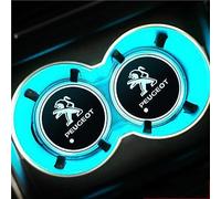 PartyUnix Porte-gobelets Accessoires Anti-saleté pour Peugeot 206 307 308 3008 207 208 407 508 2008 5008 107 Gobelet Tapis LED Intérieure D'ambiance USB de Dessous Verre