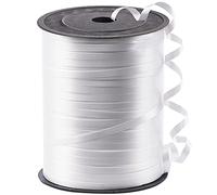 PartyWoo, 457 m de long, emballage cadeau blanc, ruban pour ficelle de ballons, cheveux, fleur de Noël (1 rouleau), blanc-0937