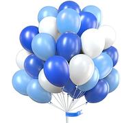 PartyWoo Bleu Blanc Ballon, 100 pcs 12 Pouces Bleu Blanc Ballons pour Decoration Bapteme Garcon Ballons Fête, Ballons Latex, Ballons à l'hélium pour Les Fêtes, Décorations de Fête d'Anniversaire