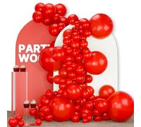 PartyWoo Lot de 100 ballons rouges de différentes tailles de 45,7 cm, 30,5 cm, 25,4 cm, 25,4 cm, 12,7 cm, guirlande pour anniversaire, remise de diplôme, enterrement de vie de jeune fille, citoyenneté