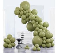 PartyWoo Lot de 123 ballons vert sauge, différentes tailles, lot de 18, 30, 25,4 cm, 12,7 cm, vert olive, guirlande de ballons sauge comme décoration de fête prénatale, fête d'anniversaire, vert -F11