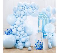 PartyWoo Lot de 127 ballons bleu layette, différentes tailles de 91,4 cm, 45,7 cm, 30,5 cm, 25,4 cm, 25,4 cm, 12,7 cm, bleu ciel clair, kit d'arche de ballons bleu turquoise pour remise de diplôme