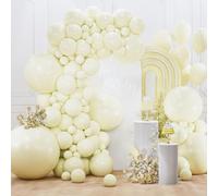 PartyWoo Lot de 127 ballons jaune pastel de différentes tailles de 91,4 cm, 45,7 cm, 30,5 cm, 25,4 cm, 25,4 cm, 12,7 cm, jaune pâle clair, guirlande pour arche de ballons pour fête prénatale, Pâques