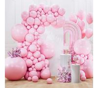 PartyWoo Lot de 127 ballons rose clair de différentes tailles de 91,4 cm, 45,7 cm, 30,5 cm, 25,4 cm, 25,4 cm, 12,7 cm, rose pâle pastel, kit d'arche de ballons pour fête prénatale, enterrement de vie