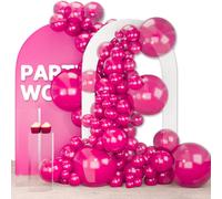 PartyWoo Lot de 140 ballons rose vif avec perles de diffrentes tailles de 18, 12, 10, 12,7 cm, magenta, fuchsia, rose fonc, kit d'arche de ball