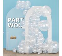 PartyWoo Lot de 155 ballons transparents à bulles de différentes tailles - 30,5 cm, 25,4 cm, 25,4 cm, 12,7 cm, guirlande de ballons pour remise de diplôme, mariage, décorations de fête - transparent