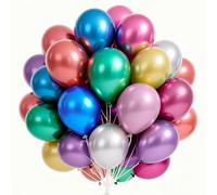 PartyWoo Lot de 65 ballons métalliques en latex pour fête prénatale, mariage, fiançailles, licorne, arc-en-ciel, 30,5 cm, bleu, argenté, doré, violet, rose, vert, or rose