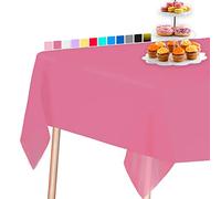 PartyWoo Nappe rectangulaire en Plastique imperméable pour fête, Anniversaire, Mariage - Rose foncé - 137,2 x 274,3 cm