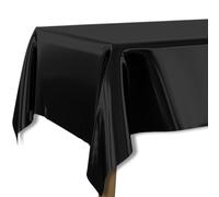 PartyWoo Nappe rectangulaire Noire, 137 x 274 cm, Nappe en Plastique, pour Table de 1,8 à 2,4 m, Nappe en Plastique, Nappe imperméable pour fête, Anniversaire, Mariage (Lot de 1)