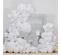 PartyWoo Pearl White Balloons 152 pcs Different Sizes Pack of 18 12 10 5 Inch White Latex Balloon Arch Kit Garland for Wedding Bridal Graduation Baby Shower Birthday Party Decorations White-Z30