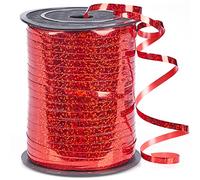 PartyWoo Rouge, 0,3 cm x 454,4 m - Ruban pour emballage cadeau métallique brillant - Pour ficelle, cheveux, fleurs de fleuriste (1 rouleau)
