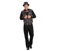 PartyXpeople Freaky Dandy 14114-48 Costume pour homme - Motif fluo - Avec nœud papillon rose fluo - Carnaval - Noir et multicolore