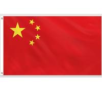 PartyYaa Drapeau de la Chine, 150x90cm République Populaire de Chine Drapeau Impression Unilatérale avec 2 Oeillets en Laiton Imperméable pour Fête Nationale, Nouvel An Chinois, Rues, Jardin, Bar