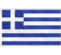 PartyYaa Drapeau de la Grèce, dimensions 150 x 90 cm, drapeau grec imprimé d'un côté avec 2 œillets en laiton, imperméable, bannière de la Grèce pour fête nationale, Coupe du Monde, Euro, rues, jardin