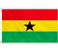 PartyYaa Drapeau du Ghana, 150 x 90 cm Drapeau Ghanéen Impression unilatérale avec 2 œillets en laiton, Imperméable Bannière République du Ghana pour Fête Nationale, Routes, Jardin, Bar Party