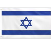 PartyYaa Drapeau israélien, 150 x 90 cm, imprimé sur un côté avec 2 œillets en laiton, imperméable, pour fêtes nationales, rues, jardin, bars et fêtes