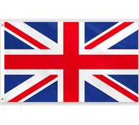 PartyYaa Drapeau Union Jack 150 x 90 cm Drapeau du Royaume-Uni Impression unilatérale avec 2 œillets en laiton Imperméable Bannière britannique pour VE-Day, Coupe du Monde, Coupe du Monde, Olympique