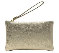 Parubi Pochette à Main Petite pour Femme, Mini Sac à Main en Cuir Souple Véritable Fabriqué en Italie, Pochette avec Cordon et Fermeture Éclair Élégante pour Femme et Fille (Aura)