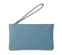 Parubi Pochette à Main Petite pour Femme, Mini Sac à Main en Cuir Souple Véritable Fabriqué en Italie, Pochette avec Cordon et Fermeture Éclair Élégante pour Femme et Fille (Aura)