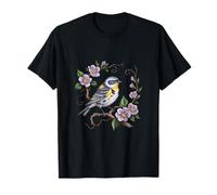 Paruline croupion jaune sur branche avec fleurs Nature Art T-Shirt