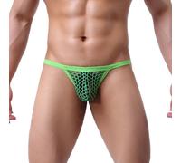 PARUPRUP Homme Sexy Résille G-String Taille Basse T-Back Thong Transparente Maille Culotte Chic Moulant Slip Push-up sous-Vêtements (FR/ES, Alpha/Lettres, L, Taille Normale, Taille Normale, Vert)