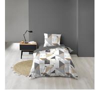 Douceur d'Intérieur – Parure de lit 2 pièces Trigone – Microfibre imprimée 140 x 200 cm – Gris