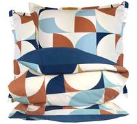 Parure 200x200 cm 65x65 cm percale MODULO bleu cobalt 3 pièces