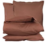 Parure 200x200 cm 65x65 cm satin GRAND HÔTEL 3 pièces marron cuir