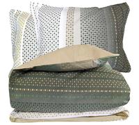 Parure 260x240 cm 50x70 cm 100% coton NIAGARA vert Kaki 3 pièces